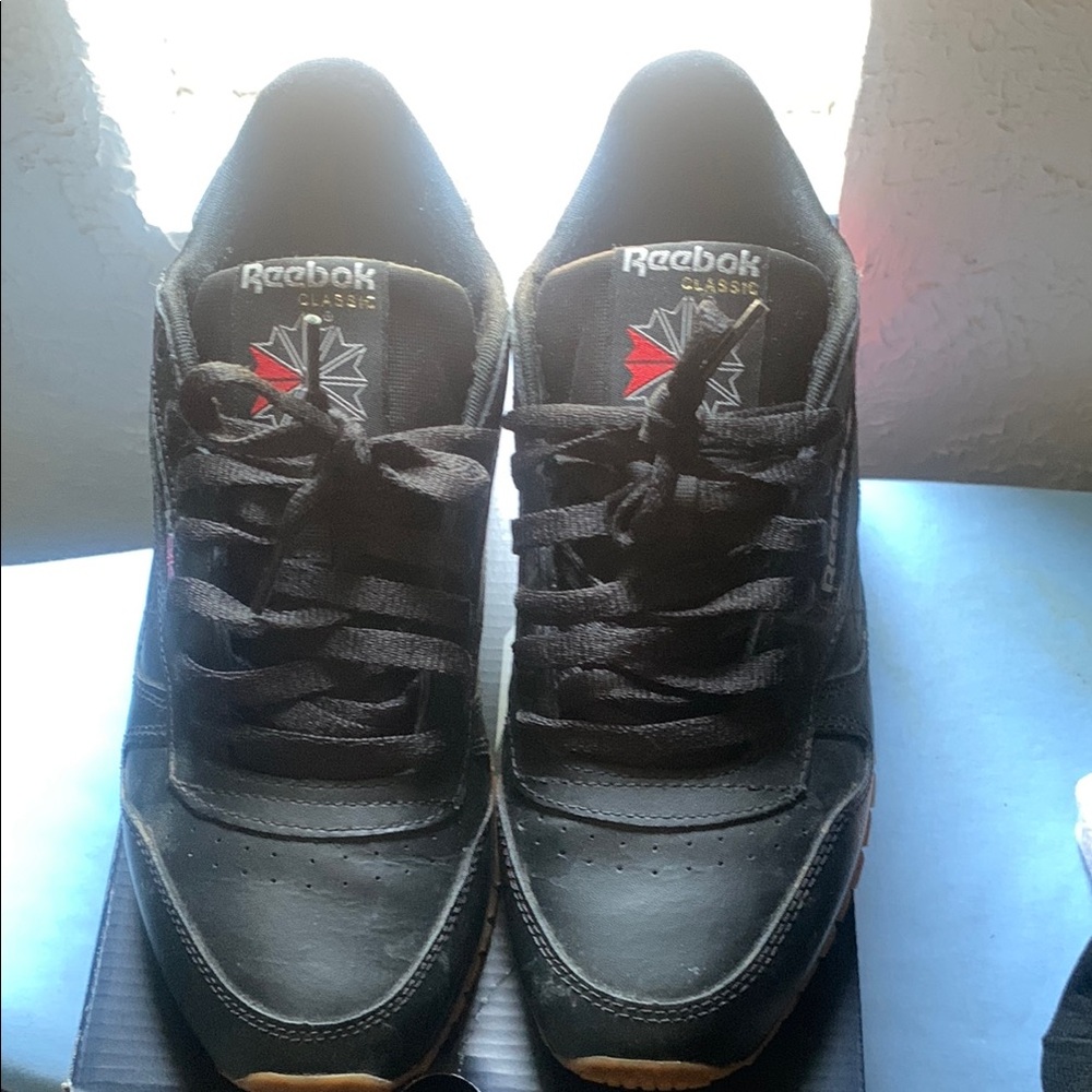 Reebok Black and Red Classic Sneakers